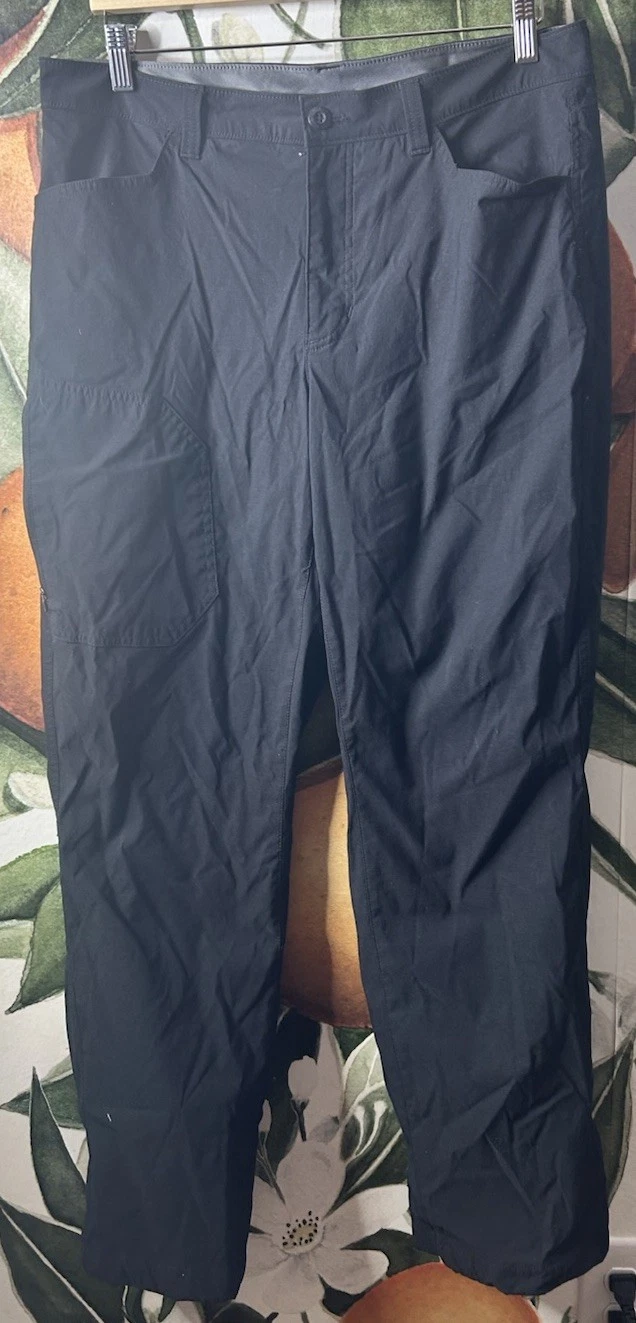Eddie Bauer Size 34 x 29 Mens Black Fleece Lined Quick Dry Cargo Pants Hiking