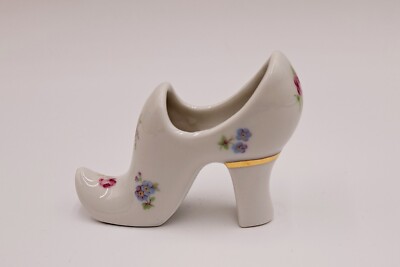 LIMOGES France Porcelain HIGH HEEL SHOE With Flowers