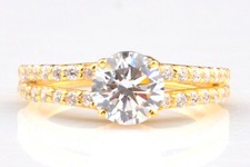 Solid 14KT Yellow Gold 2.80Ct D/VVS1 Round Shape Solitaire Women's Wedding Ring