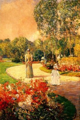 PARC MONCEAU PARIS 1897 MOTHER CHILD IMPRESSIONISM BY CHILDE HASSAM REPRO