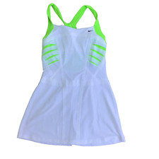 Nike Maria Sharapova Dri Fit White Green Tennis Dress Padded Bra Women Medium