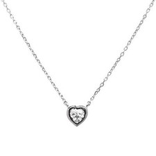 Cubic Zirconia Heart .925 Sterling Silver Pendant Necklace
