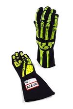 RJS RACING SFI 3.3/1 NEW SKELETON RACING GLOVES LEMON / BLACK SIZE LG 600090150