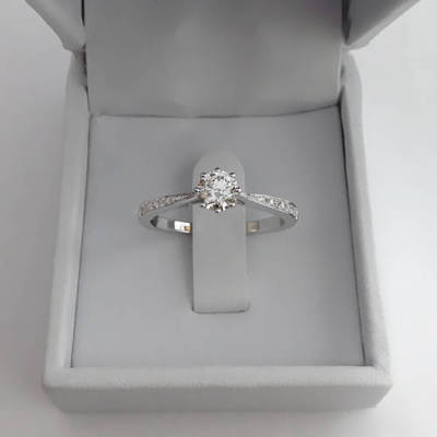 1ct Round Cut Simulated Diamond Delicate Solitaire Ring 14k White Gold Plated