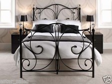 Image of 4FT SMALL DOUBLE (3/4) METAL BED WITH CRYSTAL FINIALS + MEMORY FOAM MATTRESS