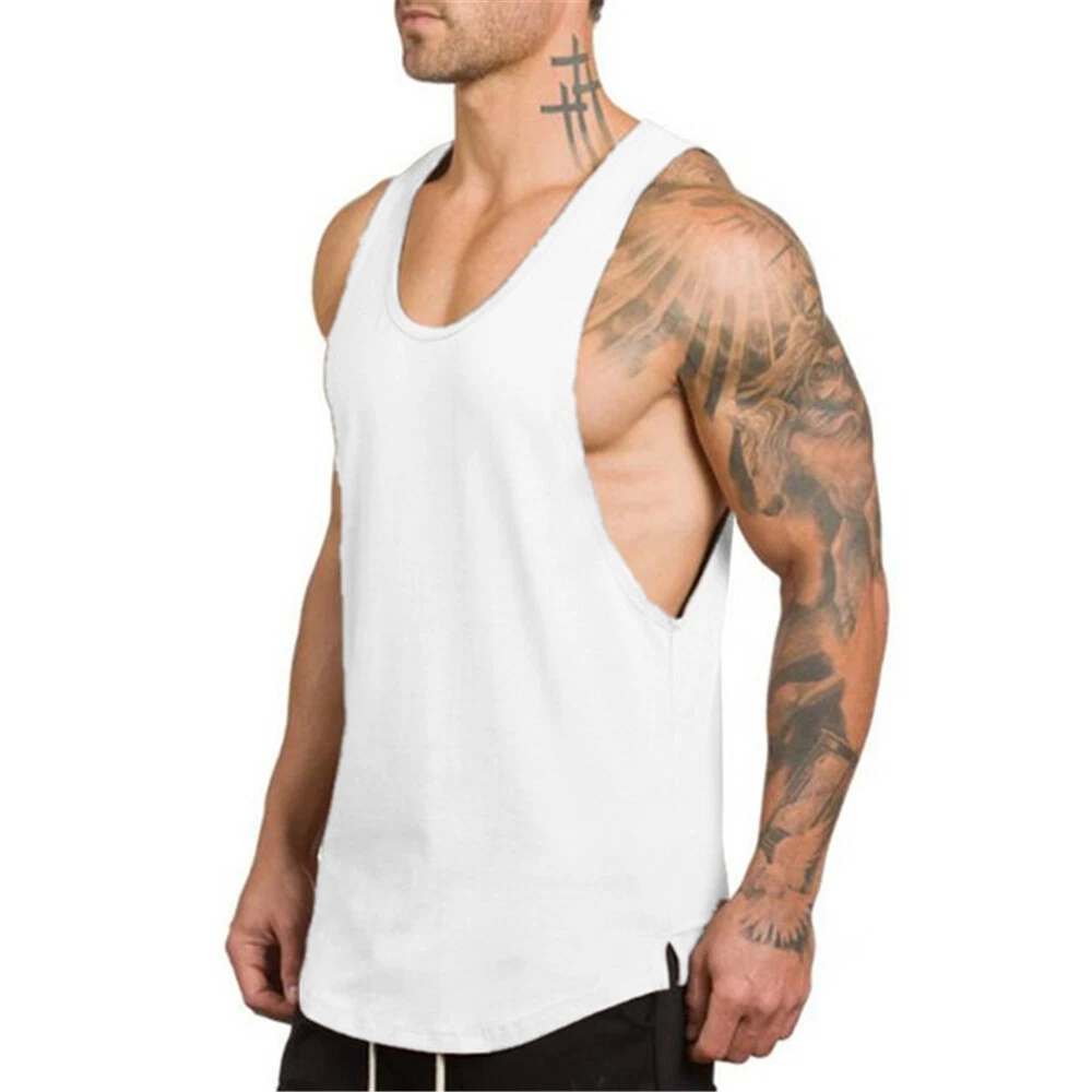 Men Plain Sleeveless Gym Sport Tank Top Loose Fitness Muscle T Shirt Vest  Blouse