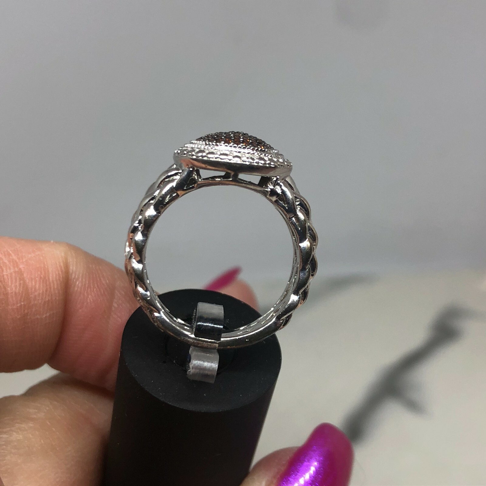 Affinity Diamond Sterling Silver Textured Band Re… - image 11