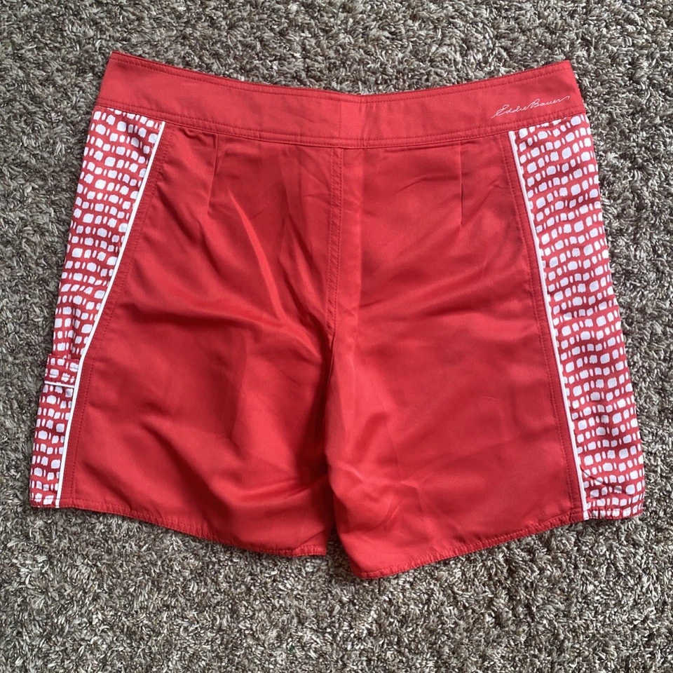 Eddie Bauer Unlined Swim Trunks Red White Size Medium - Image 2 of 3