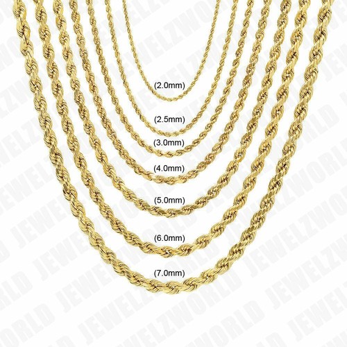 10K Yellow Gold Necklace Rope Chain 