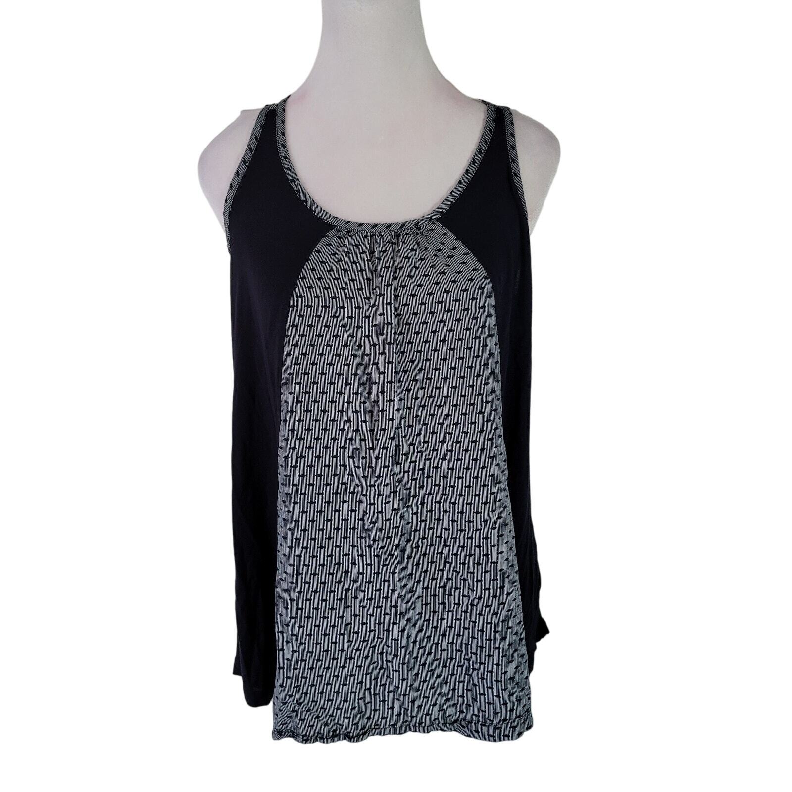 CAbi Size S Blue Polka Dot Cross Strap Navy Blue Tank Top Casual Lightweight