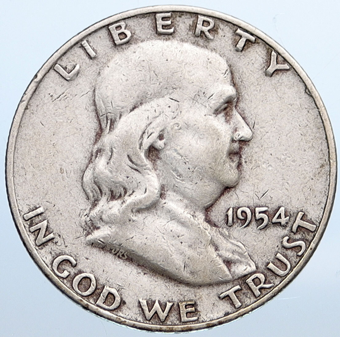 005 アメリカの ケネディ　フランクリン　ワシントンなど 1954 D US Benjamin Franklin LIBERTY BELL Vintage Silver Half