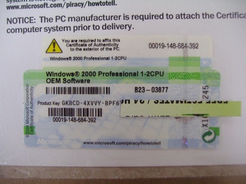MICROSOFT WINDOWS 2000 PROFESSIONAL w/SP4 FULL OPERATING SYSTEM MS WIN PRO =NEW= - Picture 6 of 6