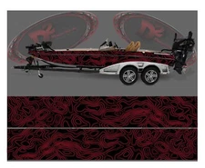 Red contour line Boat Wrap Kit 3M Cast Vinyl multiple sizes