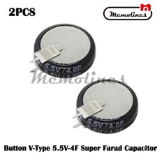 2PCS 5.5V-4F Condensatore Super Farad Cilindrico Tipo V Capacità Forma Pulsante