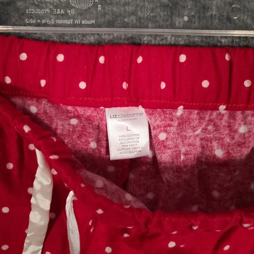 LIZ Claiborne Sleepwear PJ Pants Women's Large Red Polka Dot Elastic Lounge - Picture 11 of 12