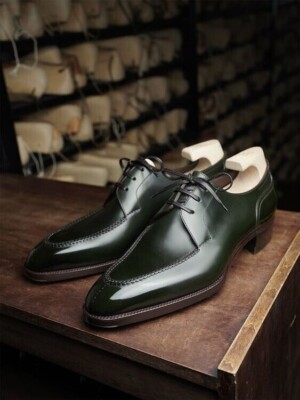dark green mens dress shoes Giovanni Green Leather Oxford Shoe D&K SUIT DISCOUNTERS