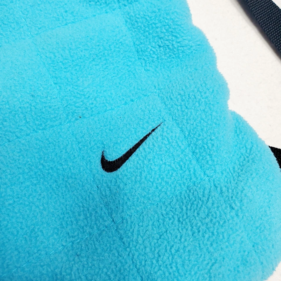 Nike Logo Quilted Baby Blue Fleece Drawstring Gym Bag Unisex Side Zip Pocket - Image 3 of 4