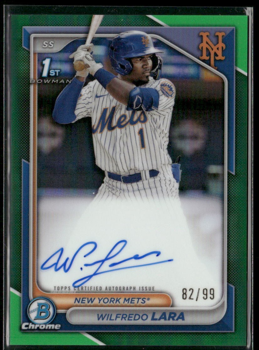 2024 BOWMAN CHROME WILFREDO LARA GREEN REFRACTOR 1ST AUTO 82/99 #CPA-WL