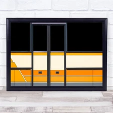 Orange Transportation Door Graphic Abstract Lines Wall Art Print