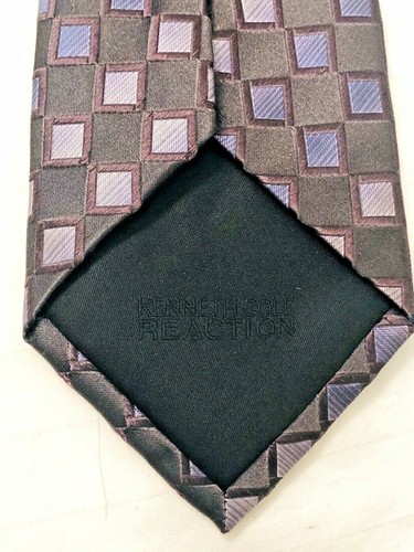 Cravatta uomo Kenneth Cole Reaction stampa grigia 100% seta 59” usata in ottime condizioni 5M48 - Foto 4 di 4