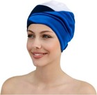 Ladies Swimming Cap Retro Style Swim Hat FASHY Black Blue & White Swim Hat 3465