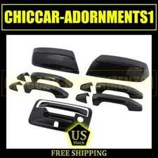 Black Top Mirror+Door Handle+Tailgate Handle Cover Trim For Chevy Silverado 14+