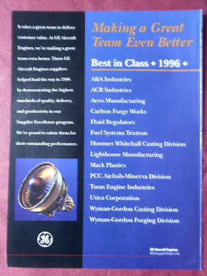 6/1997 PUB GENERAL ELECTRIC AIRCRAFT ENGINE CF6 CF6-80C2 ORIGINAL ANZEIGE
