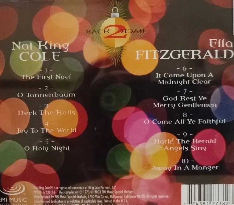 Nat King Cole/Ella Fitzgerald-Christmas Hits CD Album.1973/2003 EMI 724381773826 Foto 2 de 3