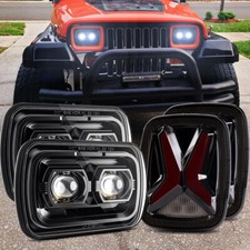 Combo For Jeep Wrangler Yj 1987-1995 Led Tali Lights 5x7 Led Headlights Kit Combo For Jeep Wrangler Yj 1987-1995 Led Tali Lights 5x7 Led Headlights Kit