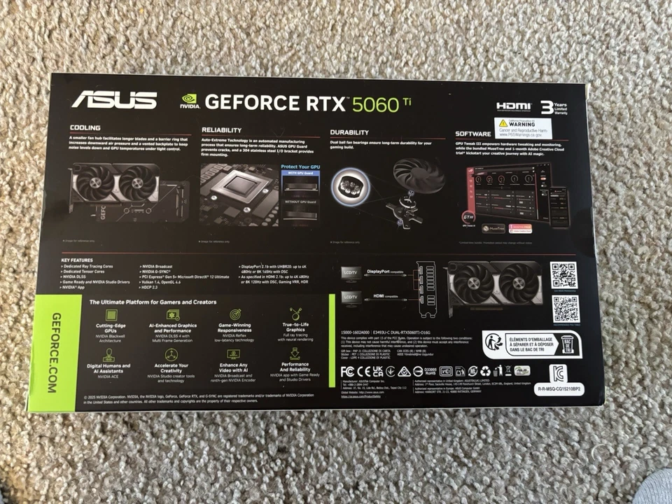 ASUS Dual GeForce RTX 5060 Ti OC Edition – 16GB GDDR7 Graphics Card never opened - Image 4 of 4