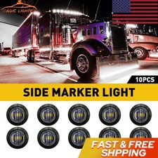10X White Round Smoked Marker lights Side Truck Trailer 3/4