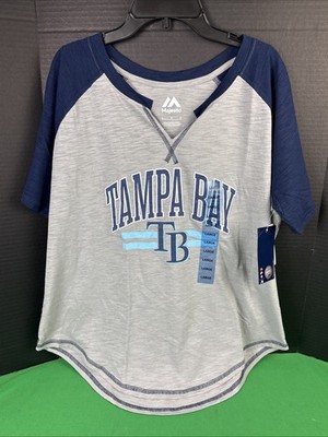 MLB Women's Tampa Bay Rays V-Neck Short Sleeve Fashion T-Shirt Size L