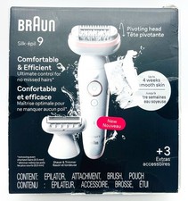 Braun Silk-Epil 9 SES9-030 Wet Dry Pivot Head Electric Shaver / Epilator READ
