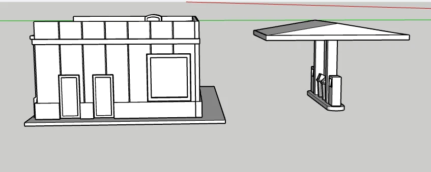 Modelo de kit de construção de posto de gasolina/serviço estilo década de 1970 impresso em 3D escala HO 1:87 - Imagem 2 de 4