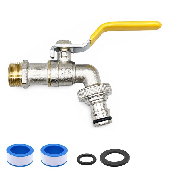 Garten Wasserhahn Absperrhahn Tropffrei Messing Kugelhahn Aussen 1/2 Zoll-image
