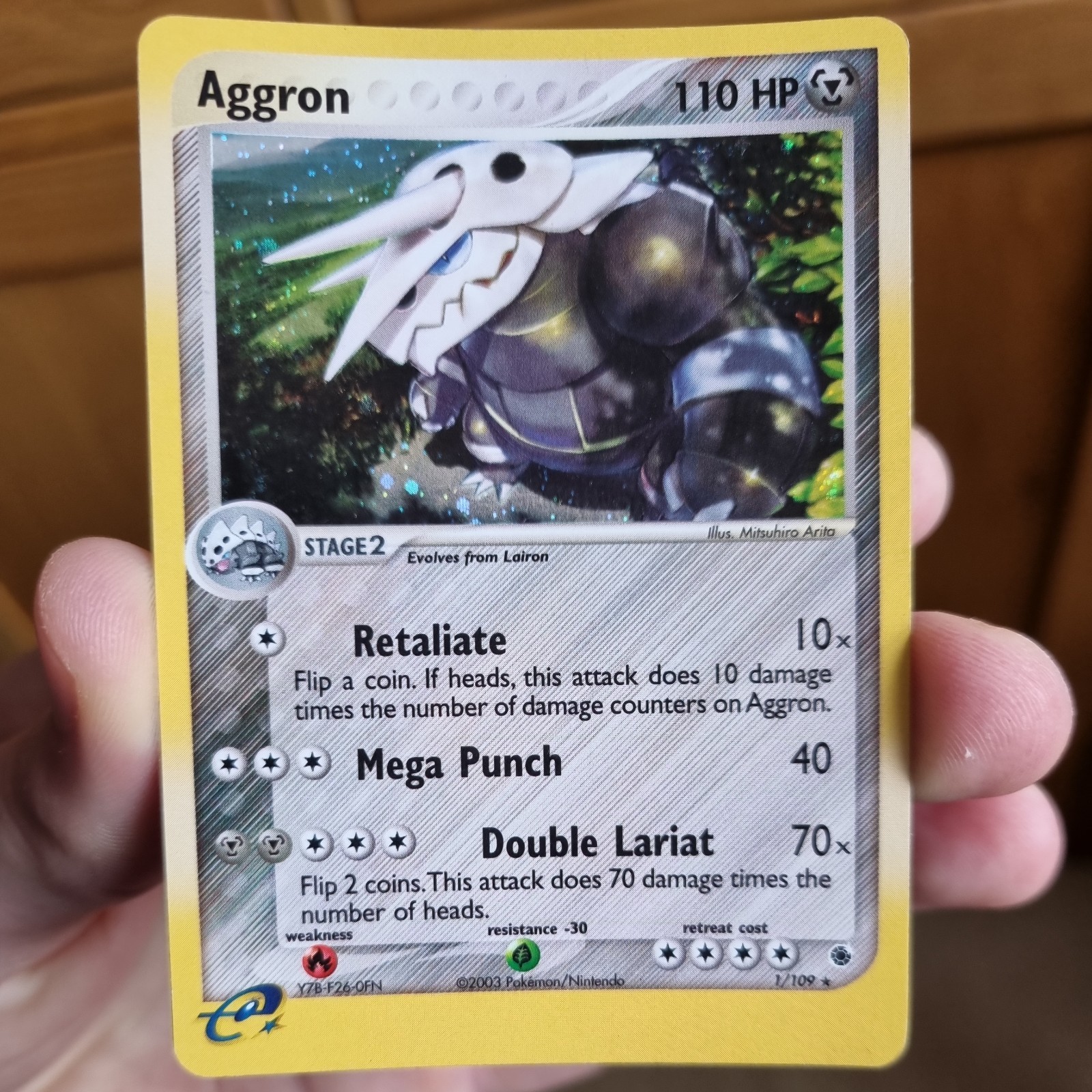 Pokémon: Aggron 1/109 Holo Rare - EX Ruby Sapphire 2003 VLP/Near Mint Condition