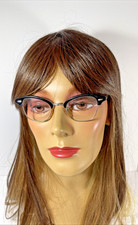 Original American Optical Browline 12KGF White Gold Eyeglass FRAMES Black 1950's