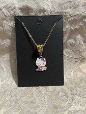 Hello Kitty Letter Writing Whimsical Charm Cartoon Pendant Gold Necklace 18  