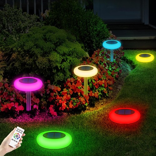 Colorful Solar Colorful Solar Lights Outdoor, Color Changing Solar Lights wit...