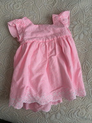 Dunnes Stores Fluorescent Striped Pink Baby Girl Dress Size 0-3 Months