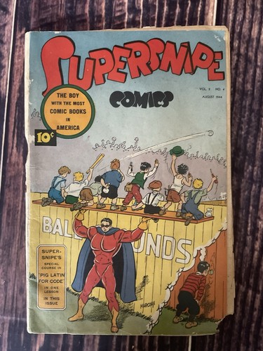 SUPERSNIPE COMICS V2 #4 CGC 6.5 WW2 Golden Age, Pre Comic Code 1944 Grader Notes