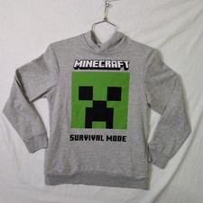 Minecraft Hoodie Kids XL Creeper TNT Survival Mode Mad Engine Gray