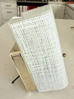 Vintage Mid Century Modern Crosshatch Milk Glass Wall Sconce Light Fixture