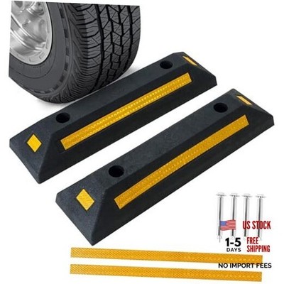 2 Pack Heavy Duty Rubber Parking Block Parking Curb | Wheel Stop Stoppers for