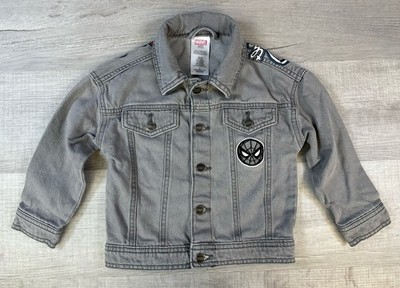 Marvel Spider Man Jean Jacket Gray Denim Coat Logo Print Kids Boys