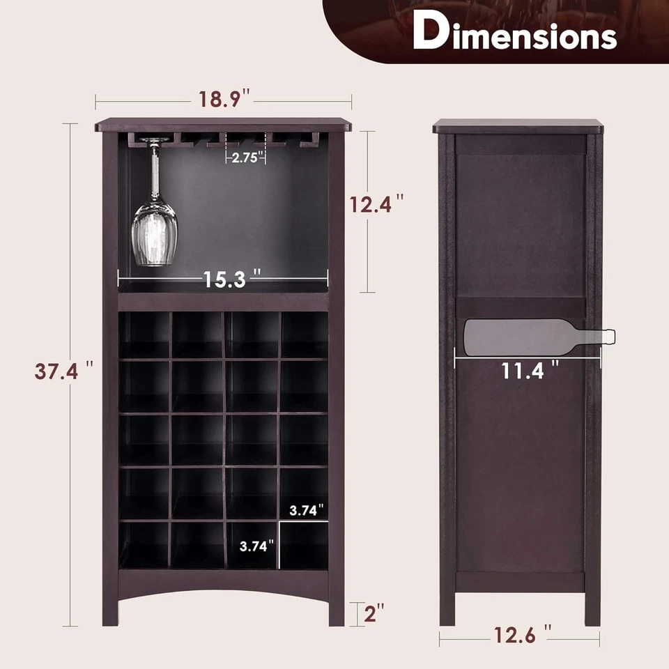 Wine Cabinet with Storage for Living Room, BT06 (Dark Brown) - Image 4 of 4
