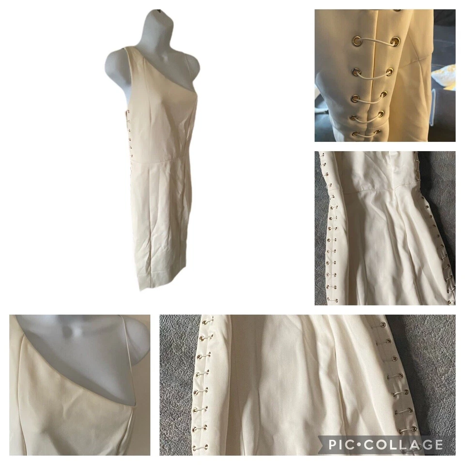 Misha系列象牙色单肩连衣裙 — 第 2/4 张图片