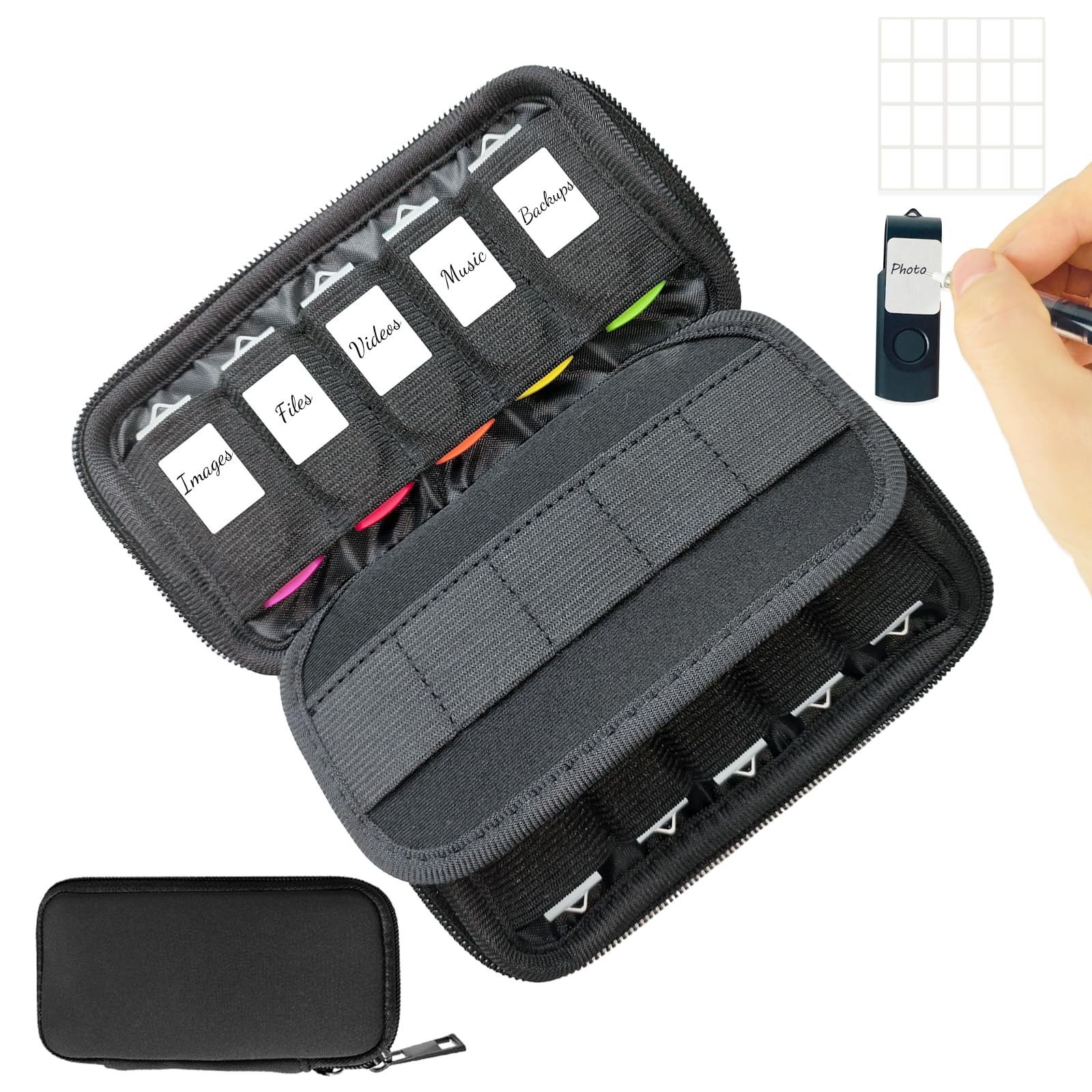 USB Flash Drive Case with 10 USB Drive Slots and 10 Memory Card Slots Storage...-image