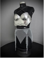 Medieval Knight Tassets Armor with Polished Steel Chainmail Antique Female Costu