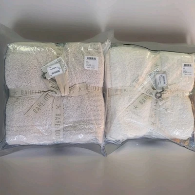 2 Pack Barefoot Dreams CozyChic Throw - Cream And Stone( 54x72) New